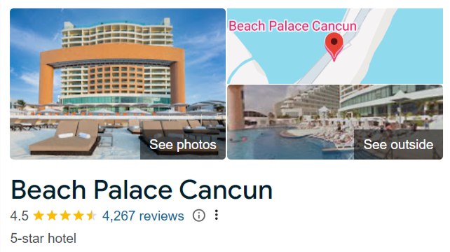 Google reviews about Beach Palace Cancun